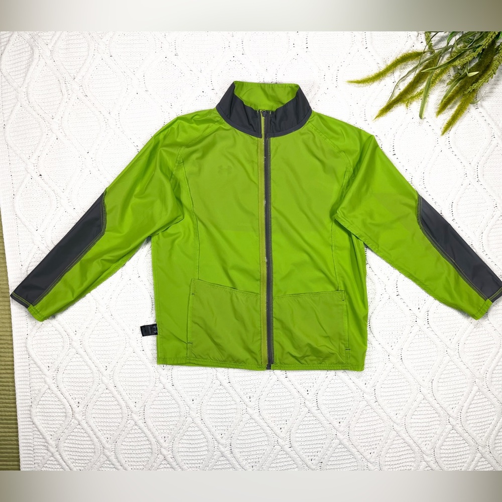 Under Armor Mock Neck Windbreaker Jacket Green Gray Youth XL‎ - Picture 4 of 13